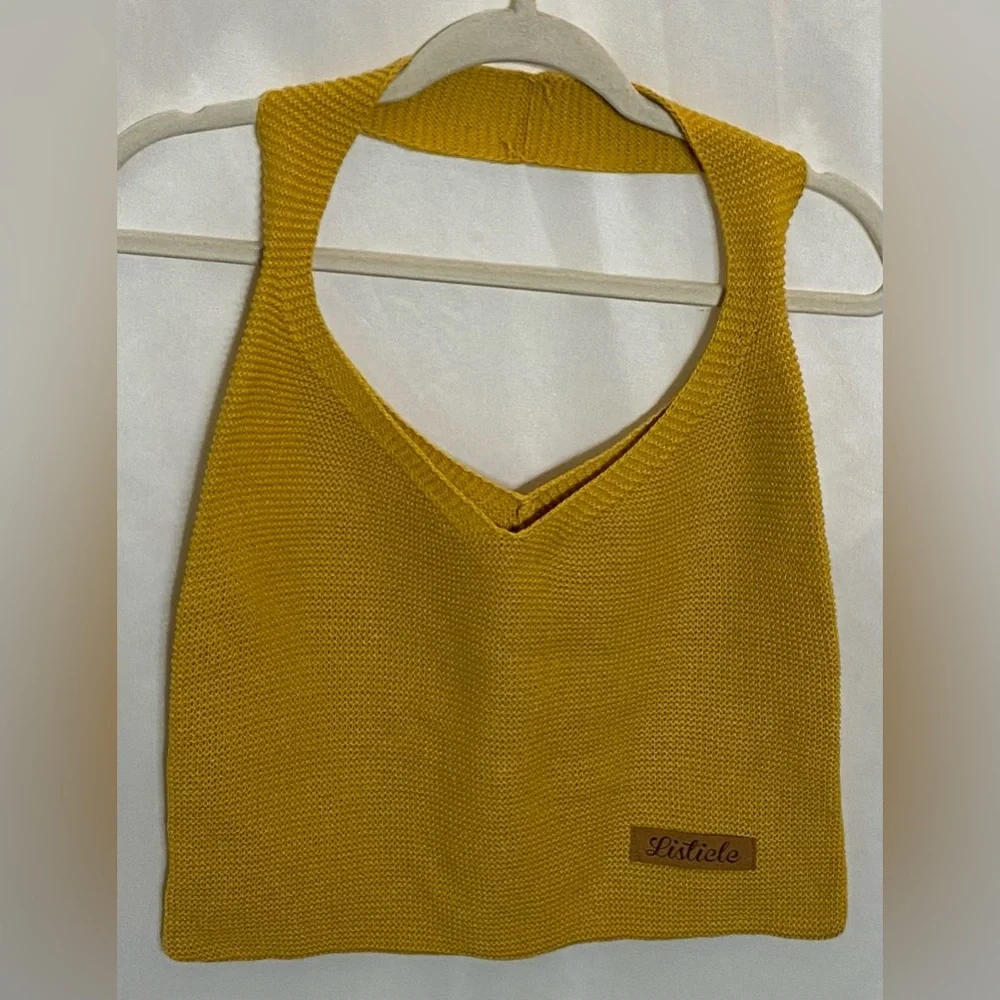 New Listicle Mustard Yellow Crocheted Sweater Boho/ Hippie Bag